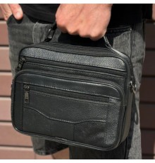 Чоловіча барсетка з ручкою 23х19х7, шкіряна сумка з ременем через плече BEXHILL BX-14440B чорна