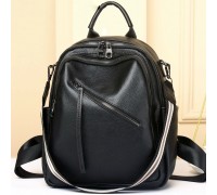 Стильна жіноча сумка міська на плечі 35х27х14, рюкзак з натуральної шкіри, чорний