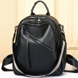 Стильна жіноча сумка міська на плечі 35х27х14, рюкзак з натуральної шкіри, чорний