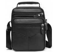 Чоловіча шкіряна сумка-барсетка 26х20.5х8, месенджер через плече Bexhill Bx-56402 чорна