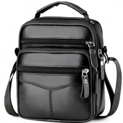 Чоловіча сумка барсетка 17x21x9, шкіряна сумочка планшет Tiding Bag 75003 чорна