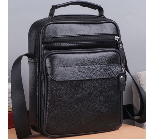 Чоловіча шкіряна барсетка через плече 22х26х9, месенджер з ручкою Bexhill Bx-66503 чорний