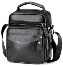 Чоловіча шкіряна барсетка через плече 17х21х9, месенджер з ручкою Bexhill Bx-54551 чорная
