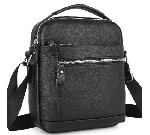 Шкіряна чоловіча сумка-барсетка через плече з ручкою чорна Tiding Bag 78465