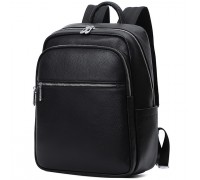 Мужской кожаный рюкзак для поездок и прогулок 30х40х17, сумка на спину в офис Tiding Bag 75362 черная