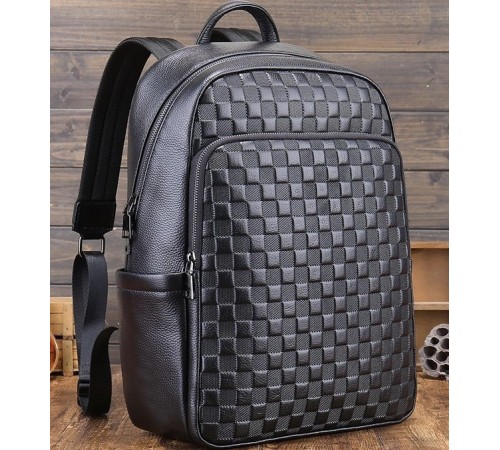 Рюкзак чоловічий шкіряний 30х41х15, міський наплічник для ноутбука та документів Tiding Bag 63989 чорний