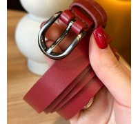 Кожаный женский ремень красного цвета 4711