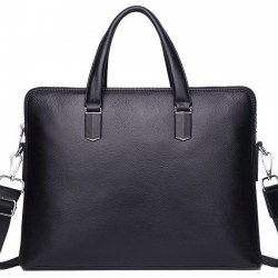 Кожаная мужская деловая сумка-портфель портфель для ноутбука 37х28.5х7, дипломат для офиса Tiding Bag 64028 черный