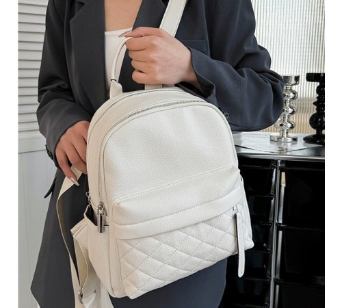 Жіночий шкіряний наплічник міський 35х26х17, рюкзак з натуральної шкіри, білий