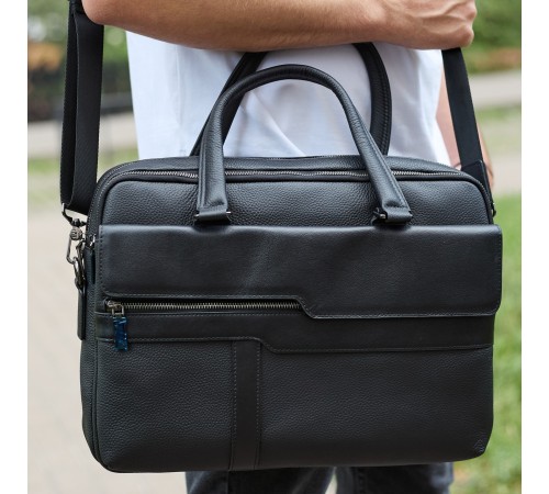 Чоловіча ділова сумка зі шкіри 39х29х10, класичний портфель для ноутбука та офісу, сумочка для студента, чорний