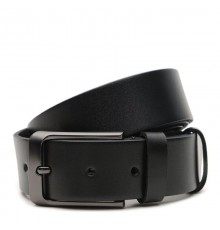 Ремінь шкіряний чоловічий 125×3.5 / пасок для брюків та джинсів, чорний