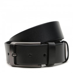 Ремінь шкіряний чоловічий 125×3.5 / пасок для брюків та джинсів, чорний