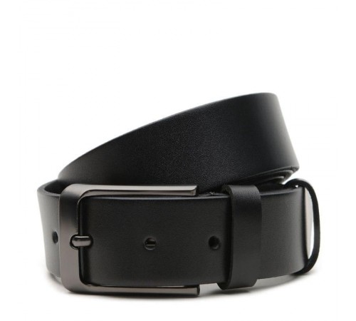Ремінь шкіряний чоловічий 125×3.5 / пасок для брюків та джинсів, чорний