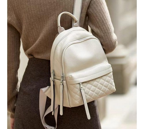 Жіночий наплічник для прогулянок 30х23х12, шкіряний рюкзак, білий
