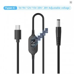 Кабель питания USB-C to DC 5.5x2.5mm 1.0m 5V/9V/12V/15V/20V/28V 140W black XoKo (XK-K695)